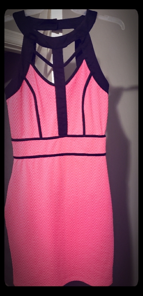 Cutout chest hotpink dress
